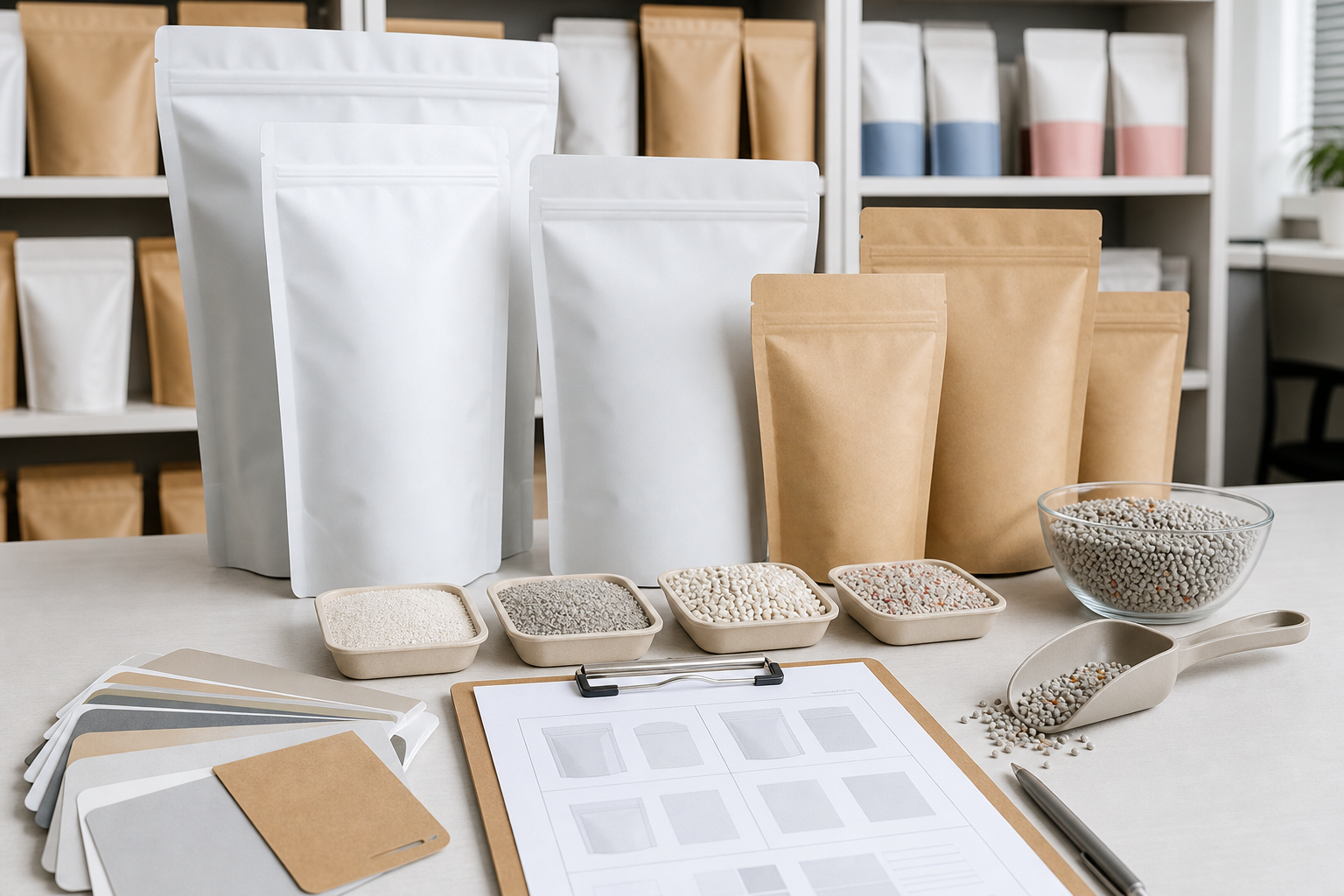 AI-generated private label cat litter packaging samples